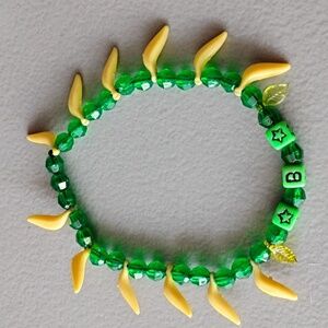 Banana Green and Yellow Kids/teen/adult Beaded Bracelet - Stretchable fit
